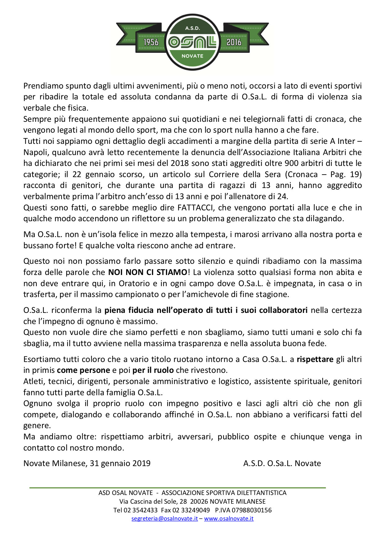 Comunicato Antiviolenza